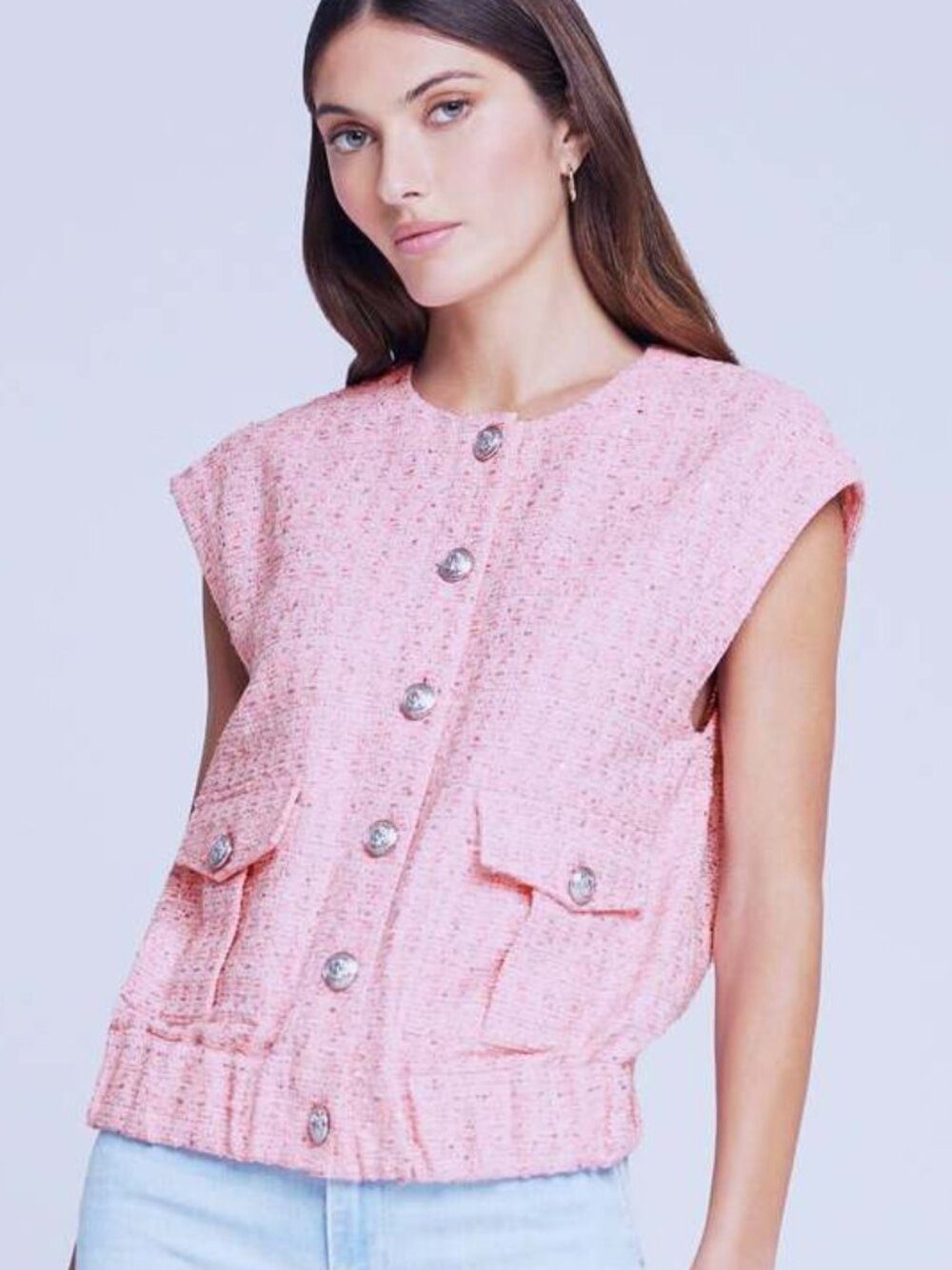 L'Agence  Uma Tweed Vest/Sleeveless Jacket Sugar Plum XS NWOT